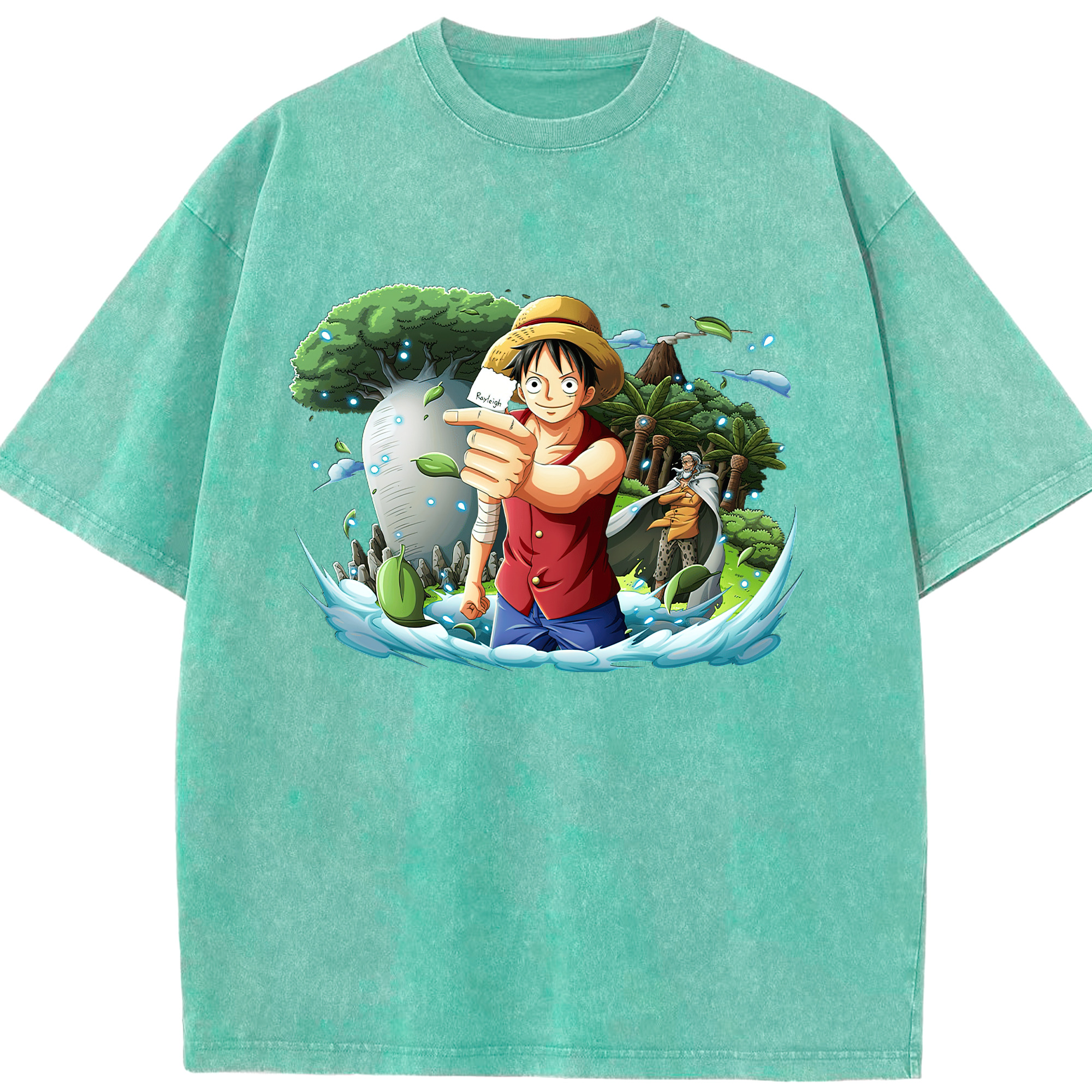 ワンピース モンキー・D・ルフィ ONE PIECE Monkey D. Luffy 綿100% ヴィンテージ風 半袖Tシャツ（フロントプリント）